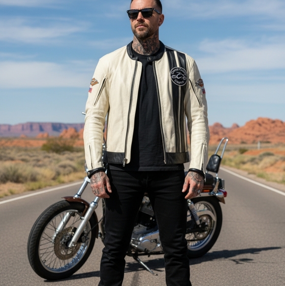 🖤 Men's Vintage Orange County Choppers Leather Jacket- Riding Armour - Picture 8 of 8